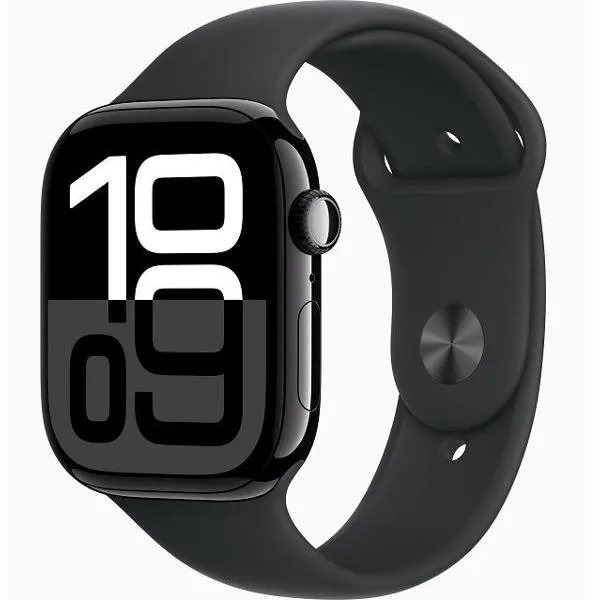 Смарт-часы Apple Watch Series 10 46mm Jet Black Aluminium Case with Black Sport Band, размер Regular