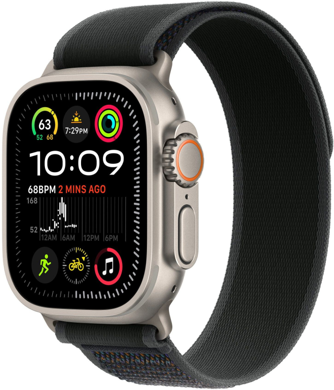 Ремешок Apple 49 мм Trail Loop, черного цвета, бежевый титан, размер M/L