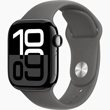 Смарт-часы Apple Watch Series 10 46mm Jet Black Aluminum Case with Stone Gray Sport Band, размер S/M
