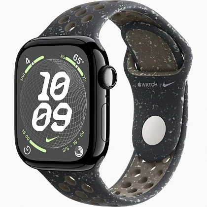 Смарт-часы Apple Watch Series 10 42mm Jet Black Aluminum Case with Midnight Sky Nike Sport Band, размер M/L