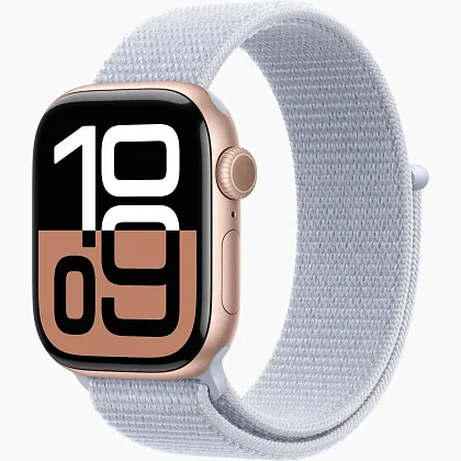 Смарт-часы Apple Watch Series 10 46mm Rose Gold Aluminum Case with Blue Cloud Sport Loop, размер Regular
